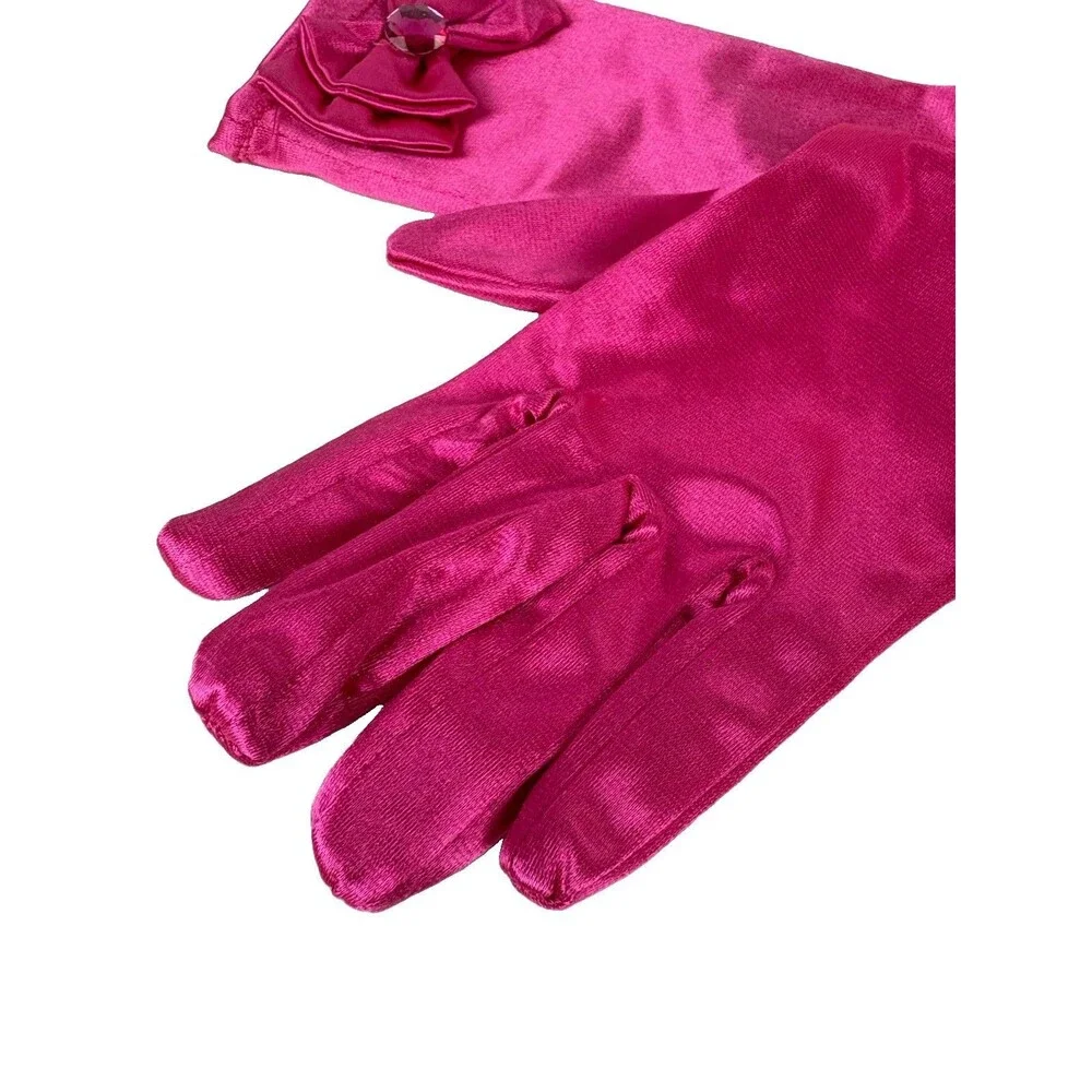 Colorful Opera Length Evening Gloves For Children Long Satin Bow Formal Gloves